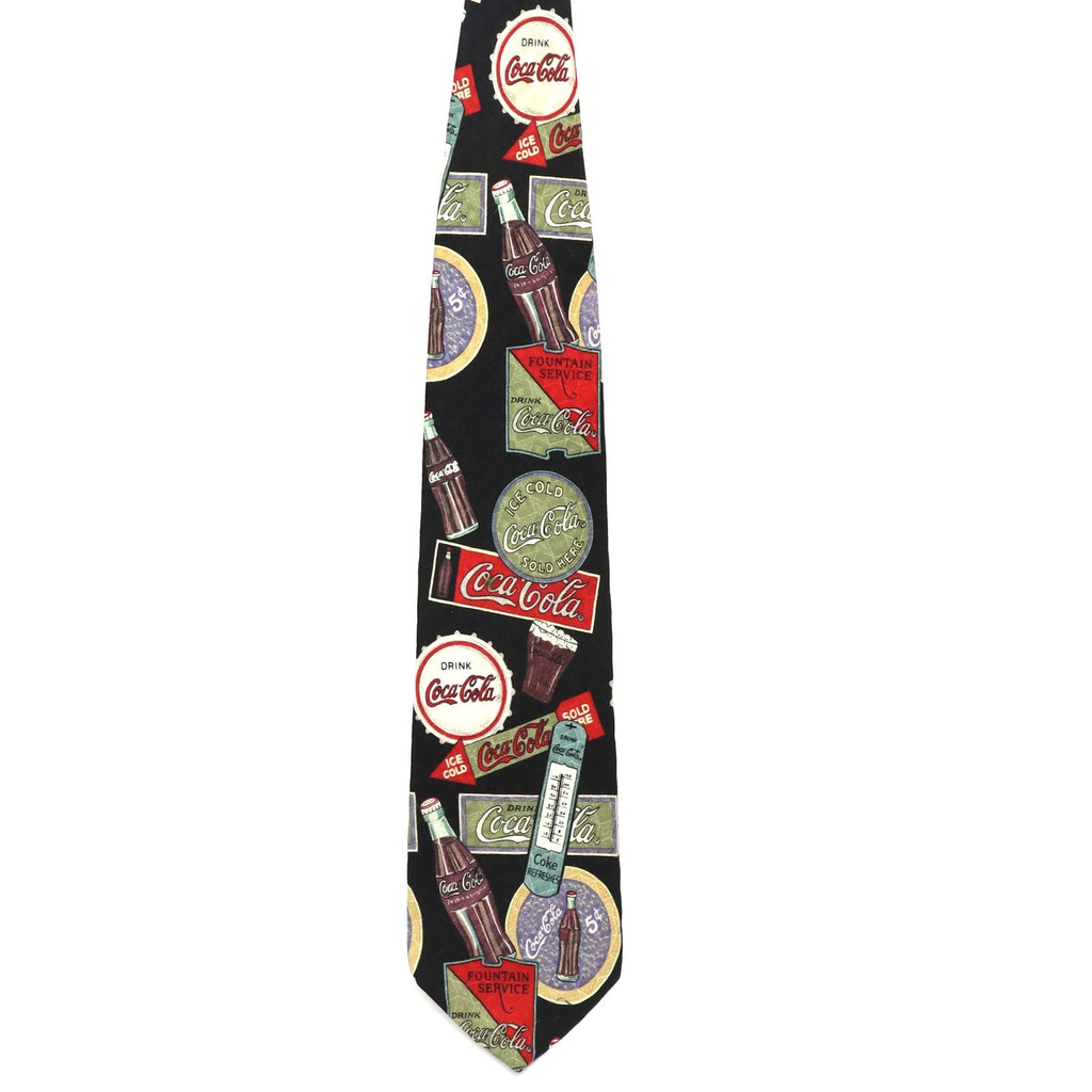 Vintage 90s Coca-Cola Black Novelty Print Polyester Tie Men’s 4” x 60”
