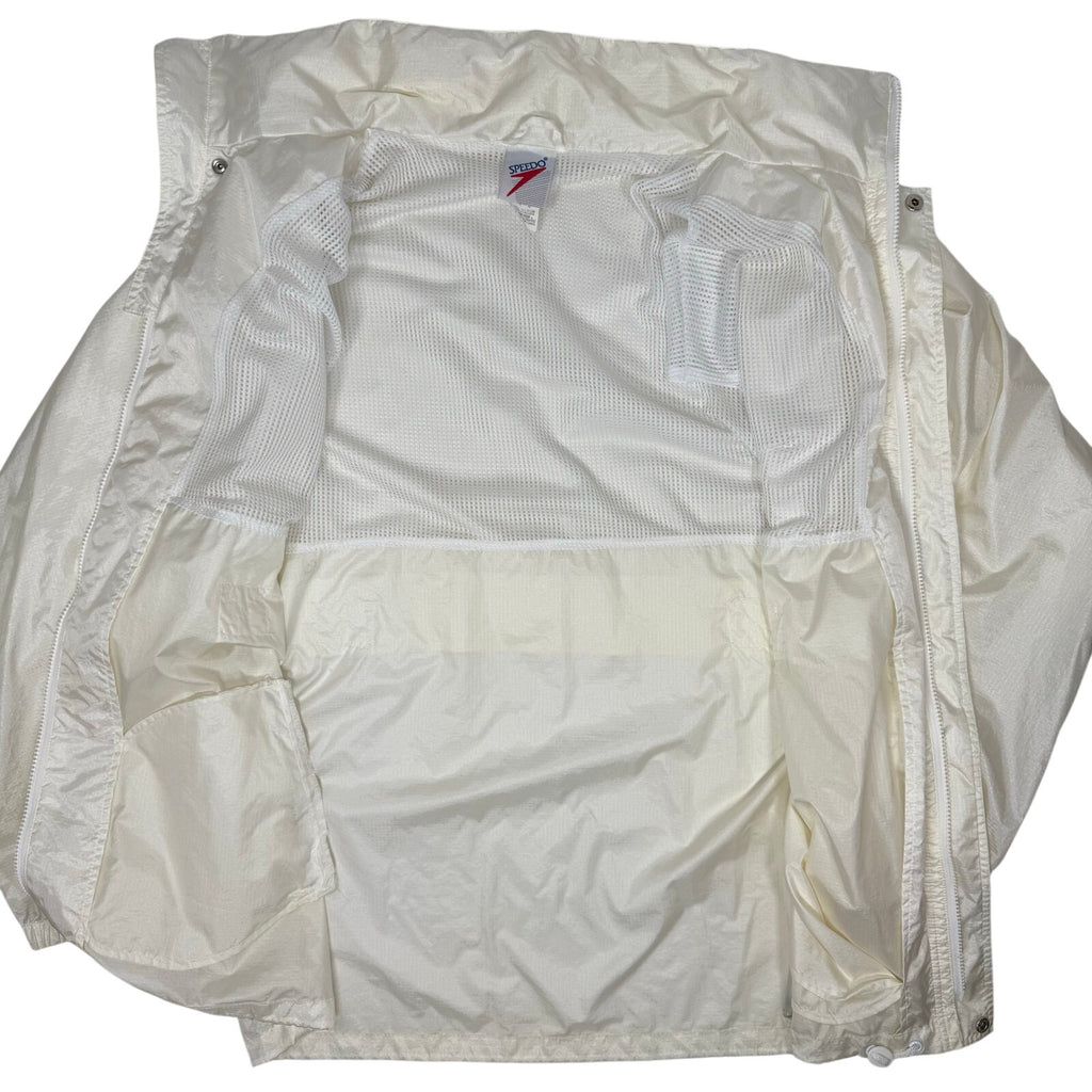 Vintage 90s Speedo Warmup Windbreaker Jacket Men's Large Full Zip Hood Pockets