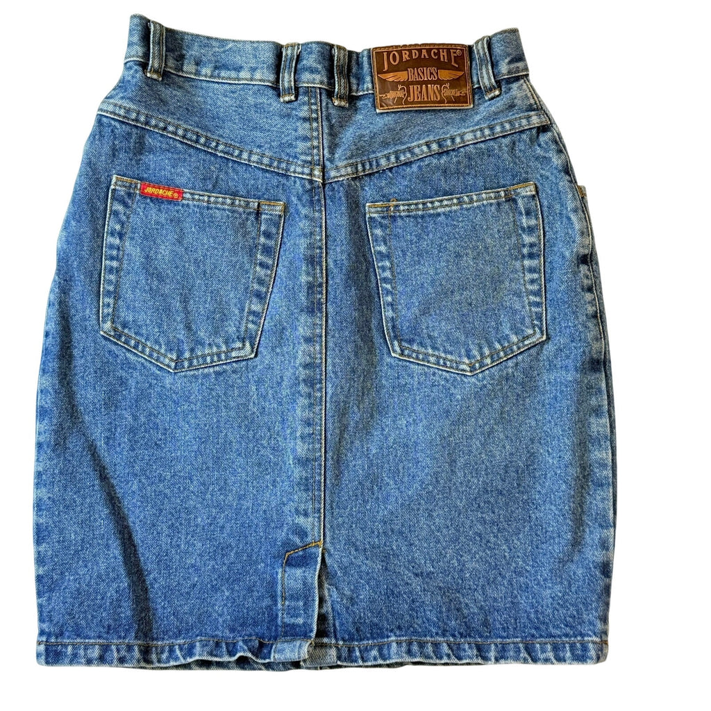 Vintage 90s Women's 7/8 High Waist Denim Jean Skirt Button Down Jordache