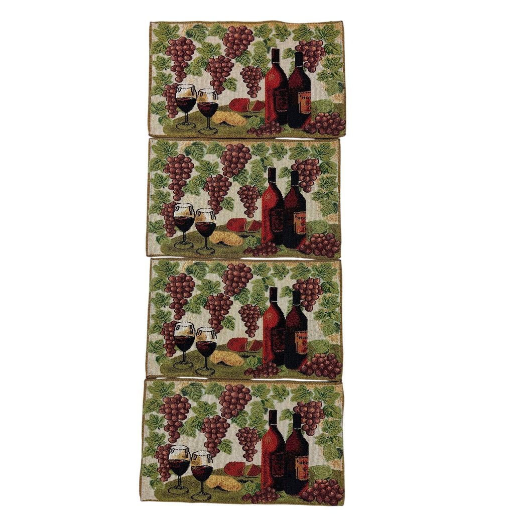 Vintage 90s Wine Grapes Tapestry Placemats Set of 8 Two Designs 18 5x11 5