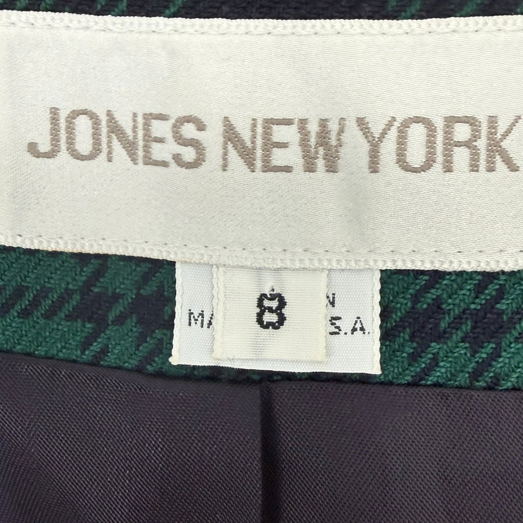 Jones New York Plaid Blazer Jacket Women's 8 Green Blue USA Single Button