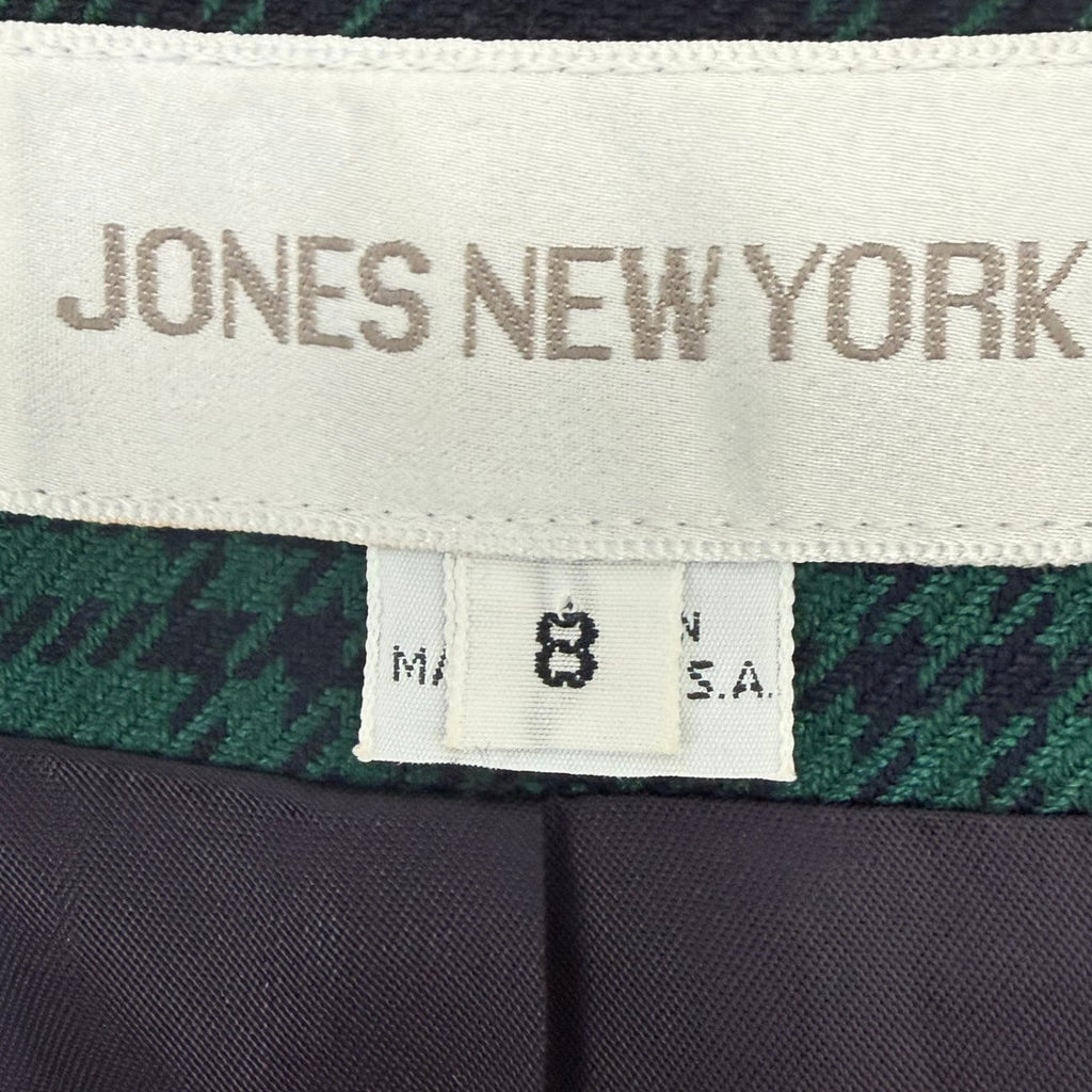 Jones New York Plaid Blazer Jacket Women's 8 Green Blue USA Single Button