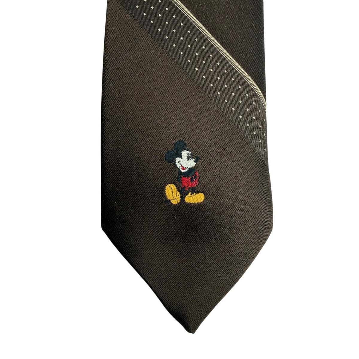 Vintage 1970s Mickey Mouse Cervantes Brown Striped Men’s Disney Necktie