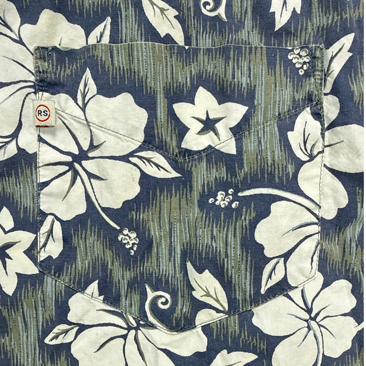 Y2K Robert Stock Blue Floral Cotton Hawaiian Shirt Men’s Large