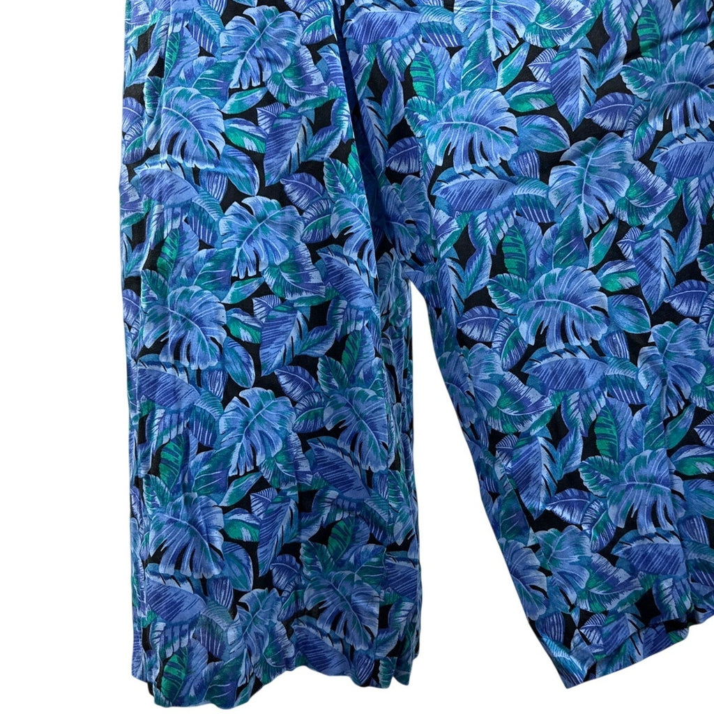 Vintage 80s SK Co Blue Rayon Palazzo Pants and Blouse Set Women's Large