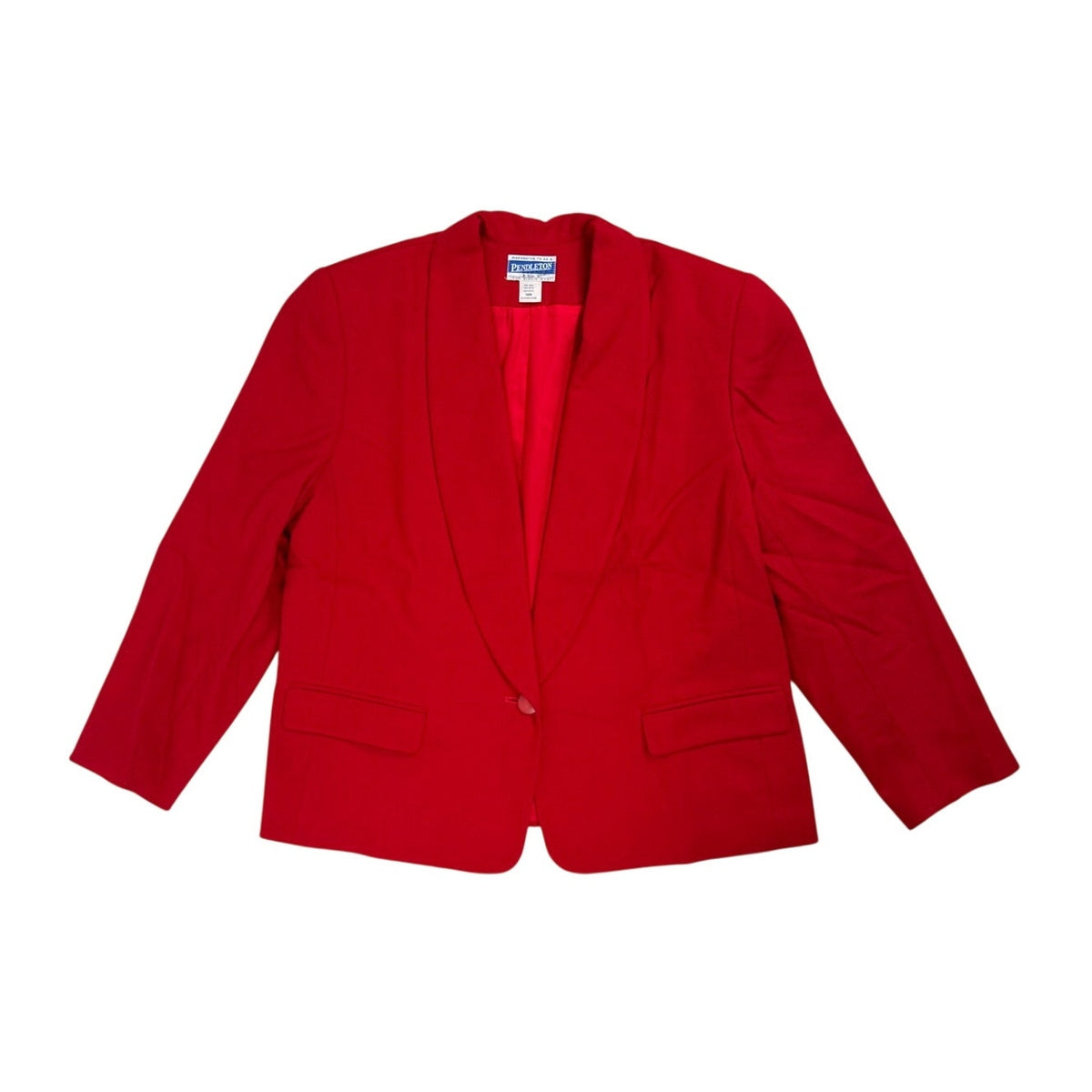 Vintage 80s Pendleton Red Wool Shawl Collar Blazer Jacket Women's 16W USA