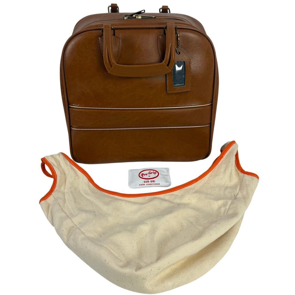 Vintage C C Brown Faux Leather Single Bowling Ball Bag Shoe Compartment