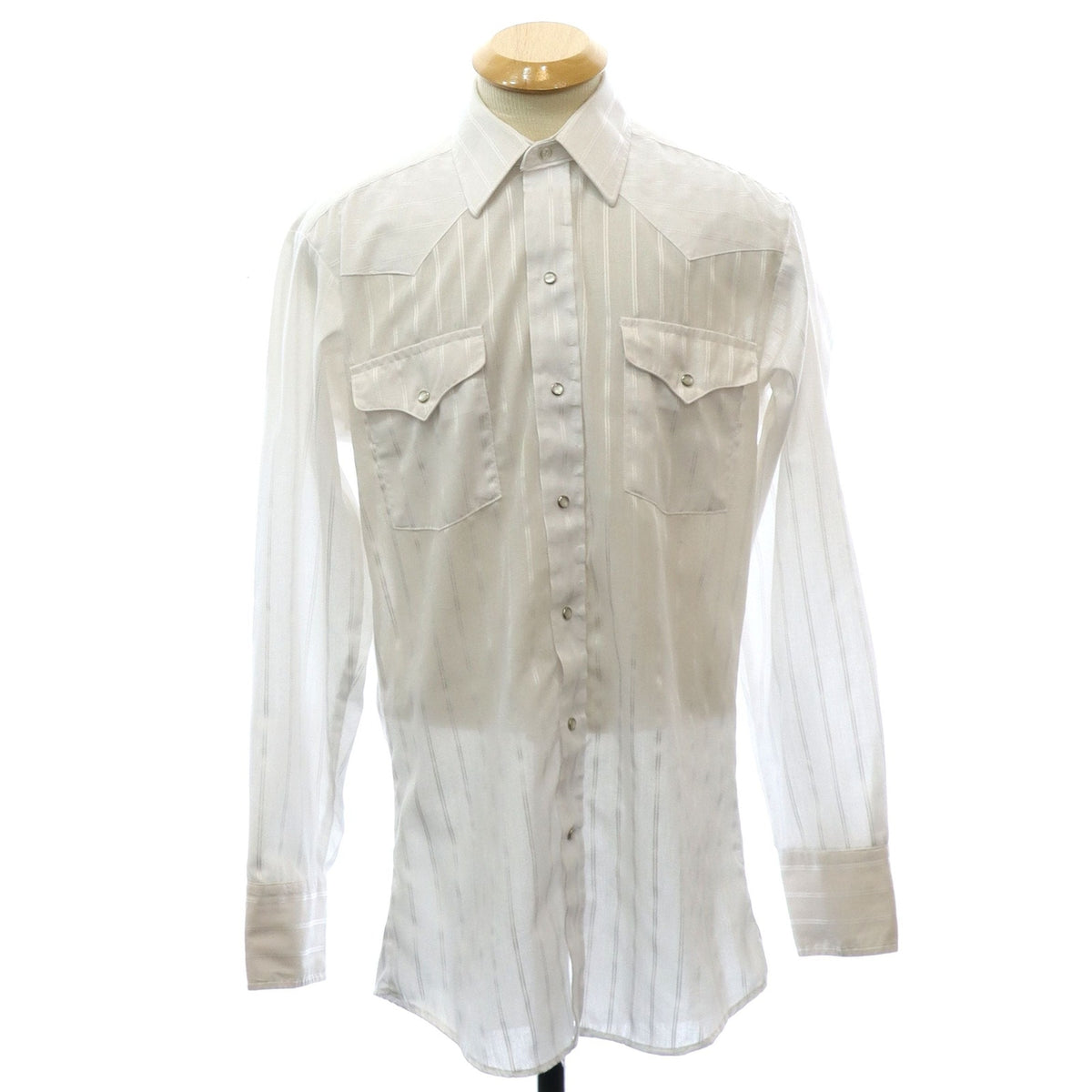 Vintage 80s Panhandle Slim White Pinstripe Pearl Snap Western Shirt Men's Small