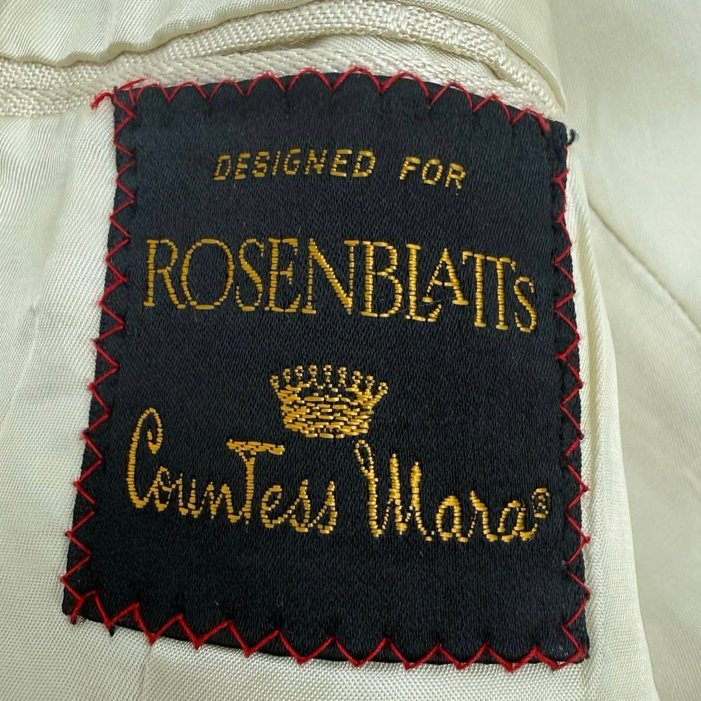 Vintage 70s Countess Mara Ivory Silk Shantung Sport Coat Blazer 44R