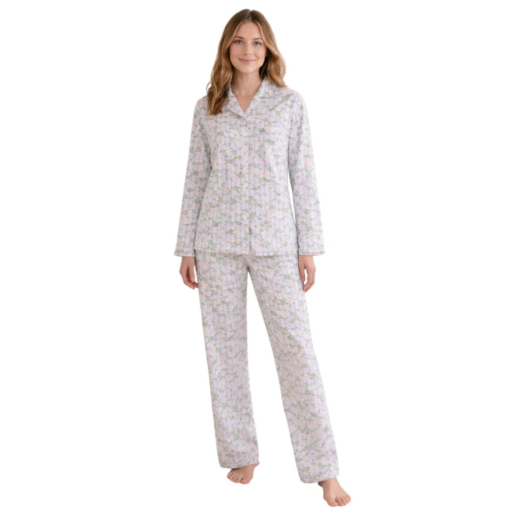 Vintage 90s Mary Engelbreit Pajama Set Women's Small Floral Stripe Sleepwear