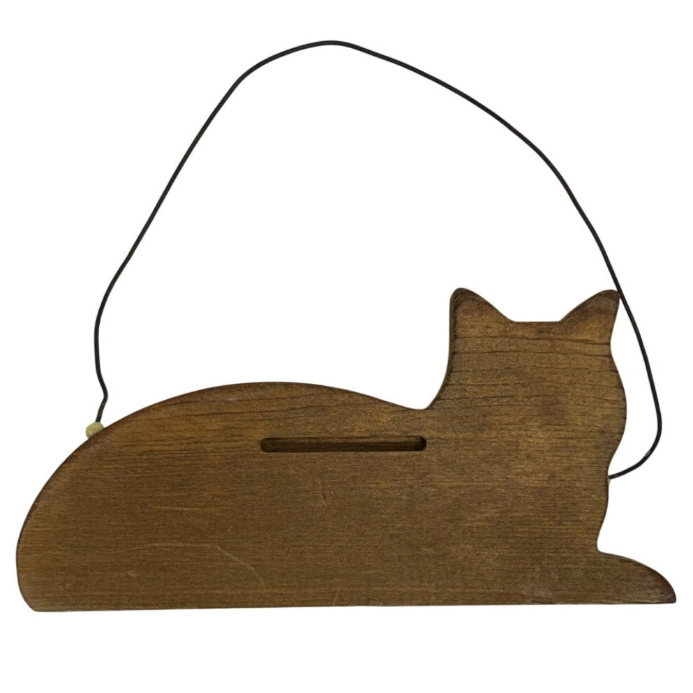 Vintage 80s Wooden Cat Figurine Wipe Your Paws Shelf Decor Sign 9.5"