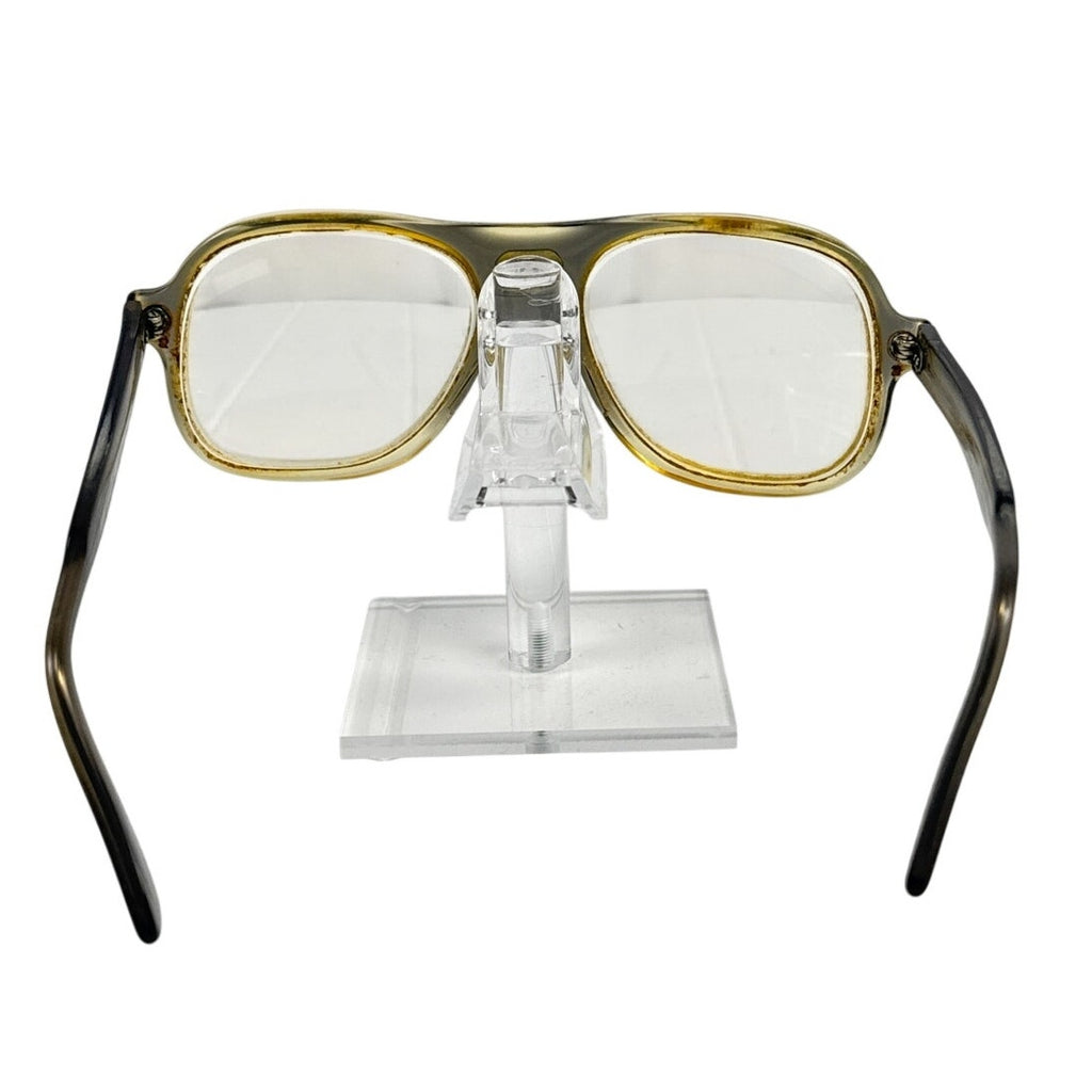 Vintage 1970s Olive Green Yellow Double Bridge Eyeglasses Frame 5.5”