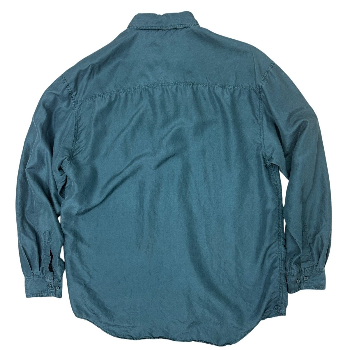 Vintage 90s Stefano Man Silk Shirt Green Button Front Men's Large