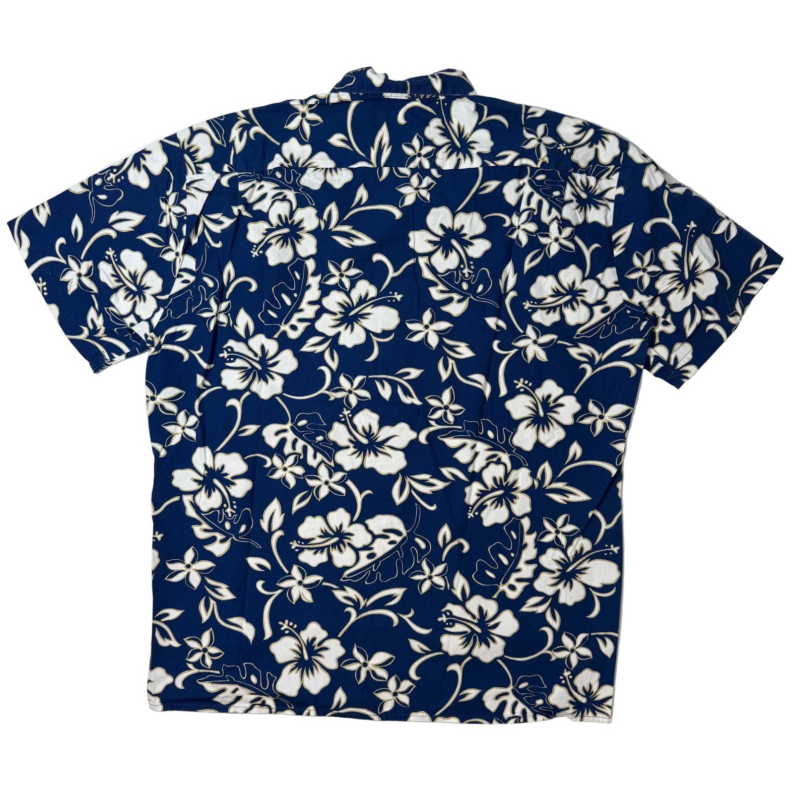 Vintage 90s Hilo Hattie Shirt Men’s Medium Blue Floral Hawaiian Cotton 42 Chest