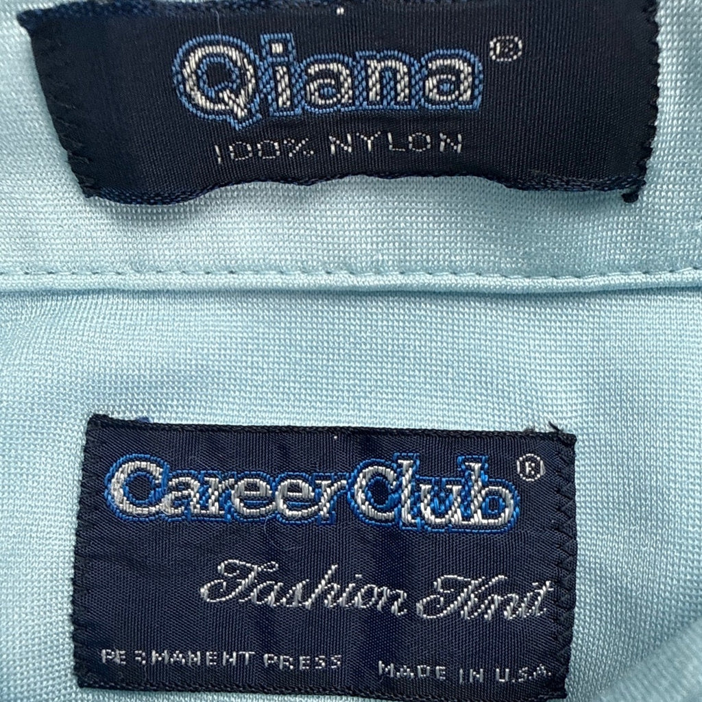Vintage 70s Career Club Baby Blue Qiana Nylon Disco Shirt Mens Large