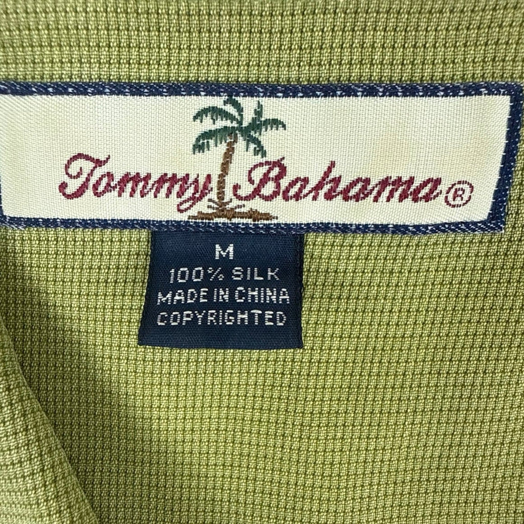 Vintage 90s Tommy Bahama Olive Green Silk Shirt Men’s Medium Chest 46”