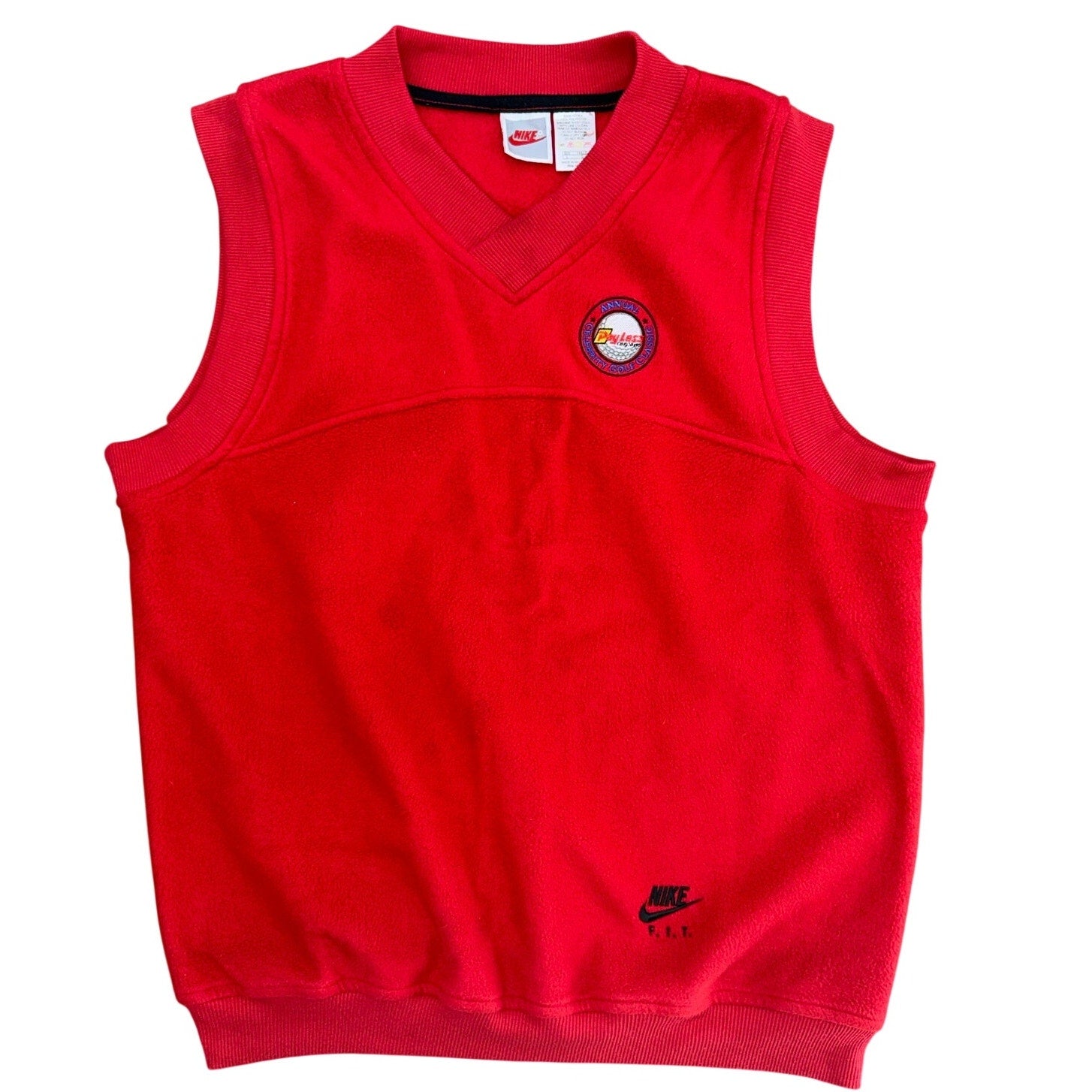 Vintage 90s Nike Men's Large Golf Vest Red Fleece "Payless Celebrity Golf Classic"