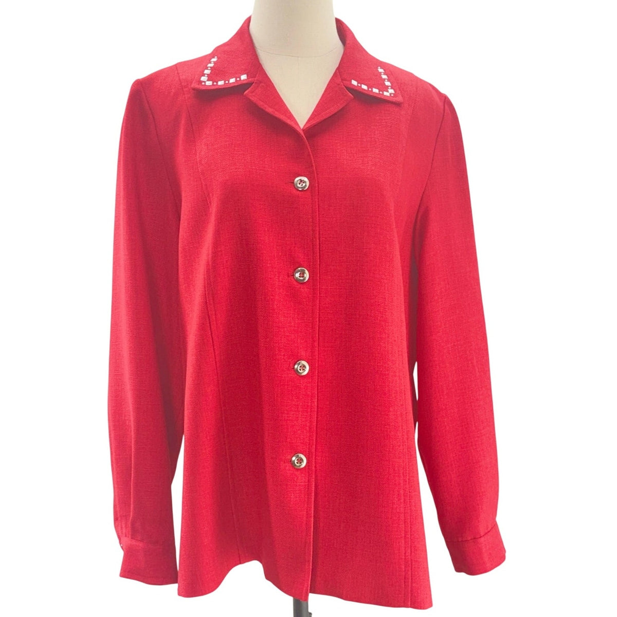 Vintage 90s Draper's & Damon's Red Blazer Studded Button Front Women's