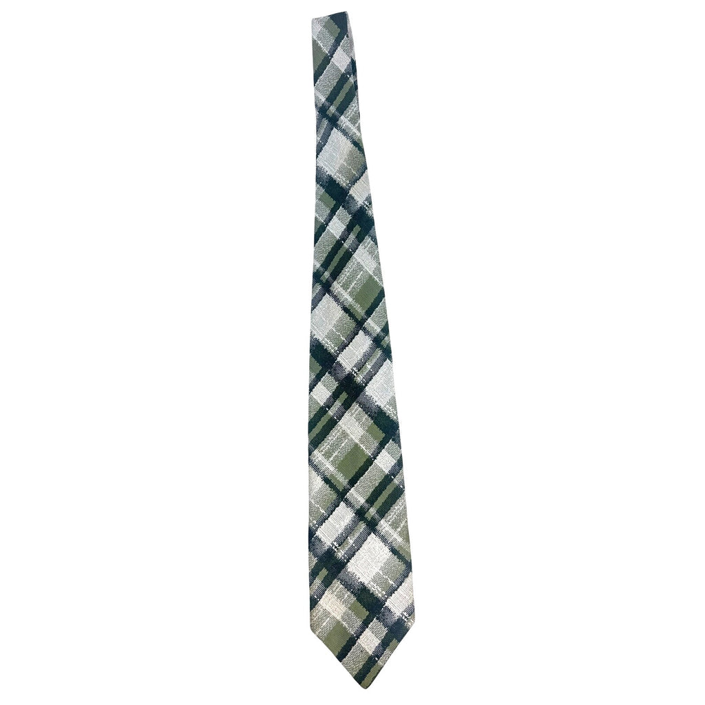 Vintage 70s Brittania Rosenblatts Green Plaid Wide Men's Tie 4"