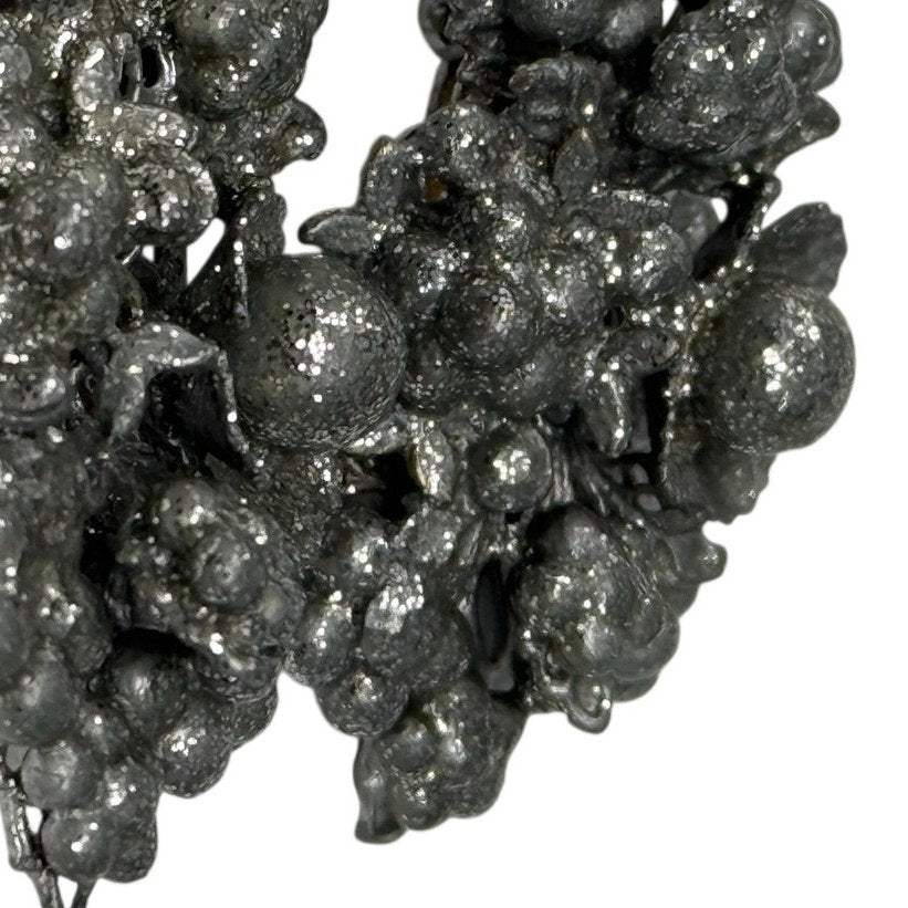 Vintage 60s Silver Tone Grape Cluster Clip On Earrings 2”