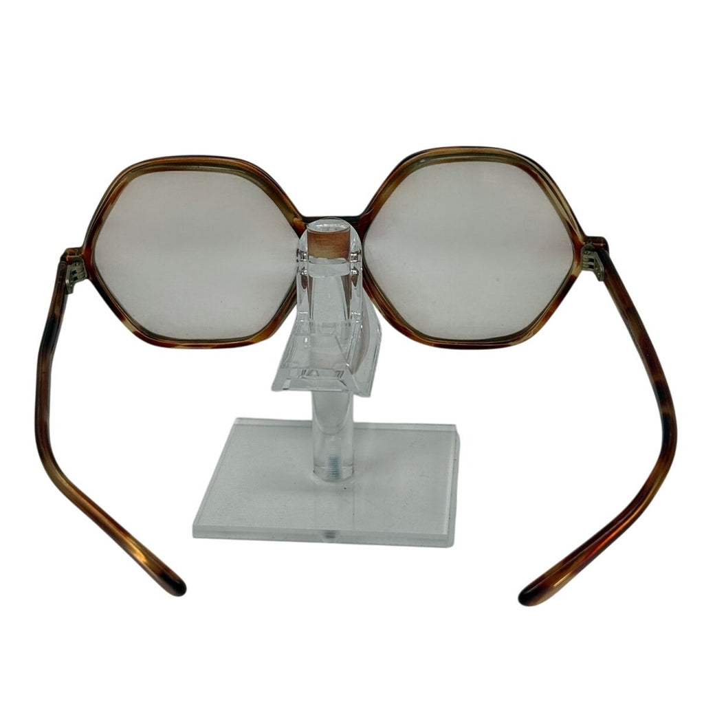 Vintage 70s Women's Frame France Octagon Eyeglass Frames Brown Tortoise France