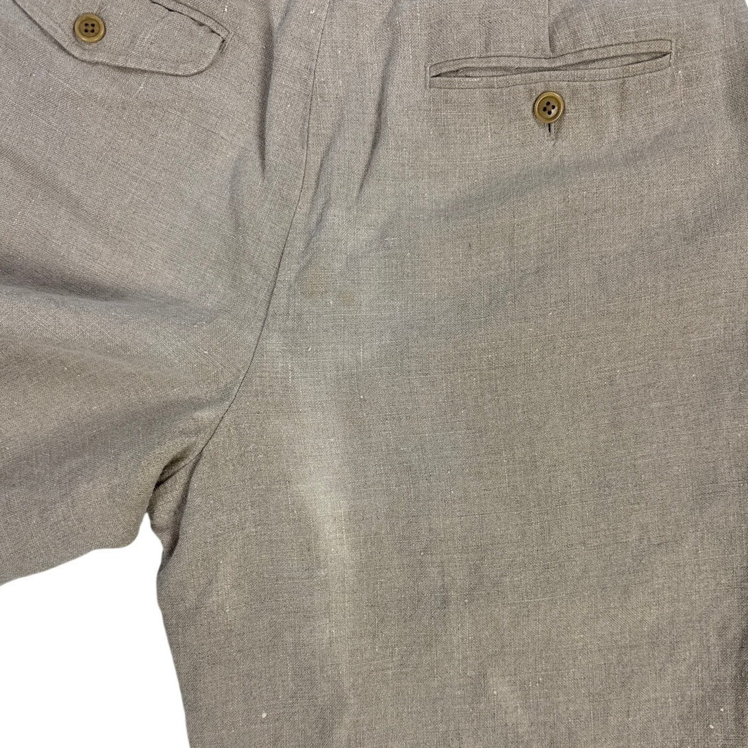 Vintage 90s Eddie Bauer Beige 100% Linen Pleated Pants Men’s 33x34