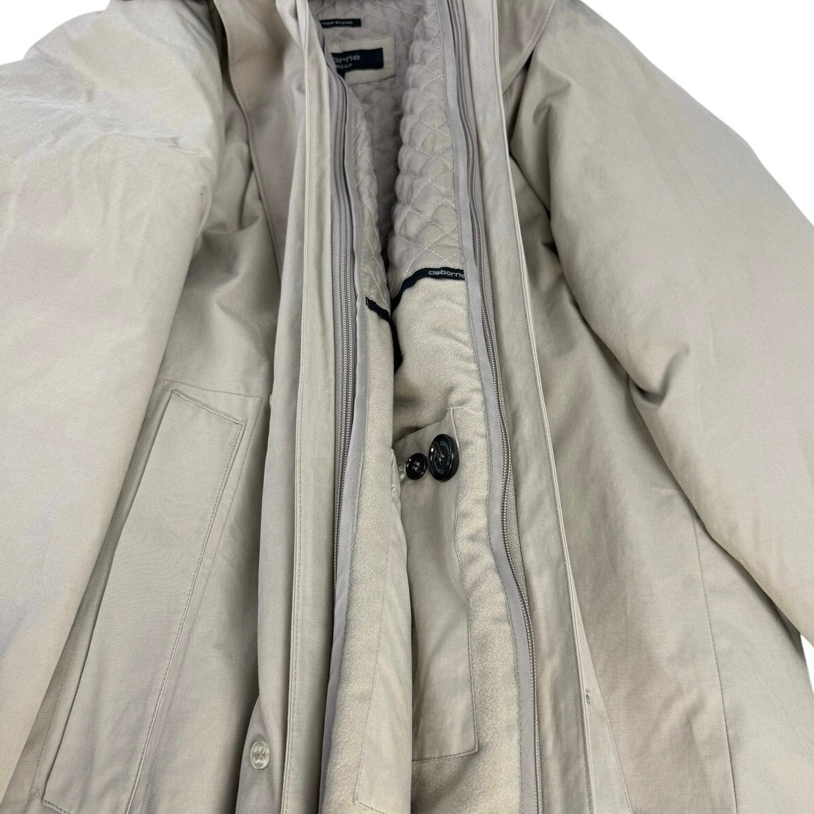 Vintage 90s Liz Claiborne Men’s Large Beige Car Coat Removable Liner 48” Chest