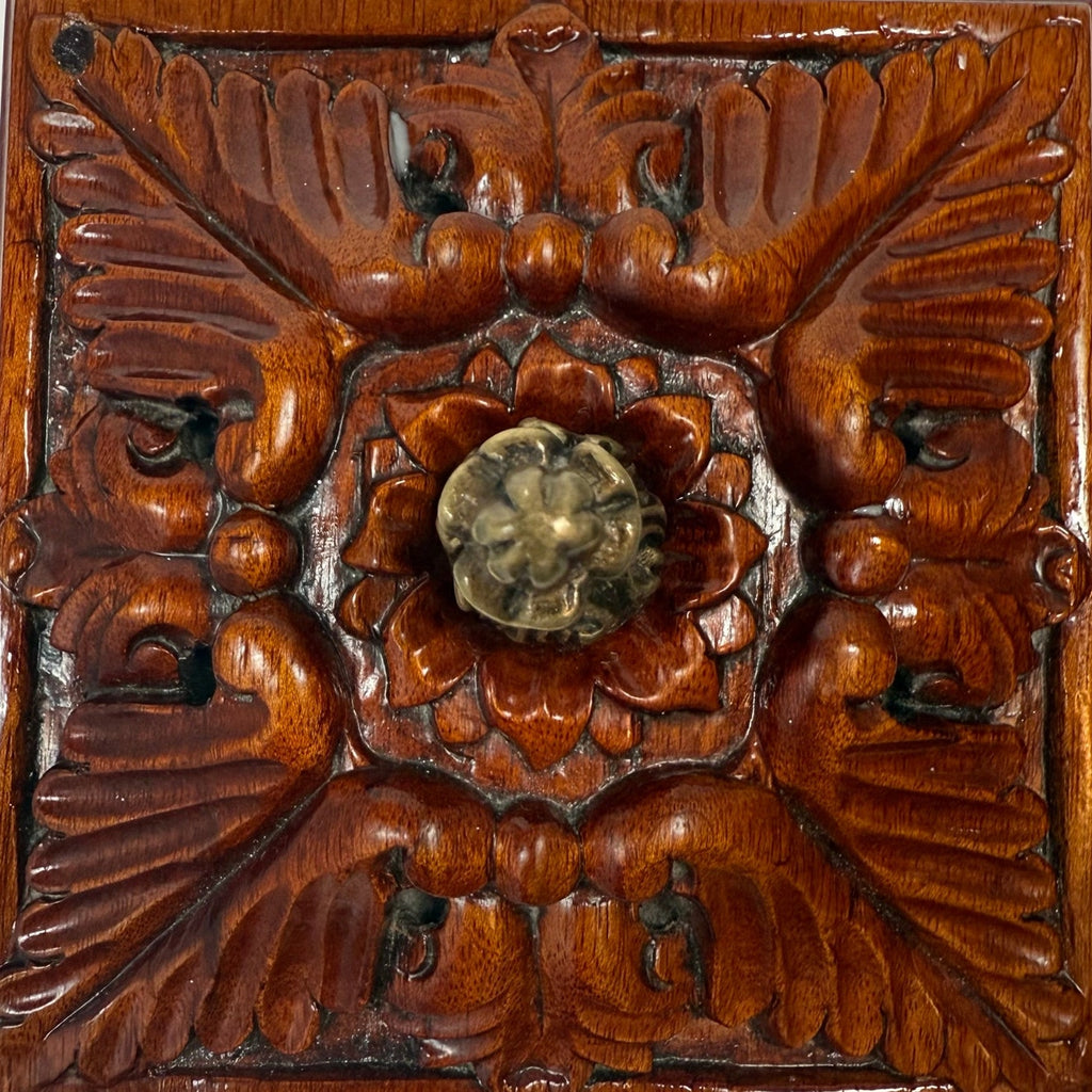 Bombay Company Jewelry Box Carved Wood Velvet Lined Tiered