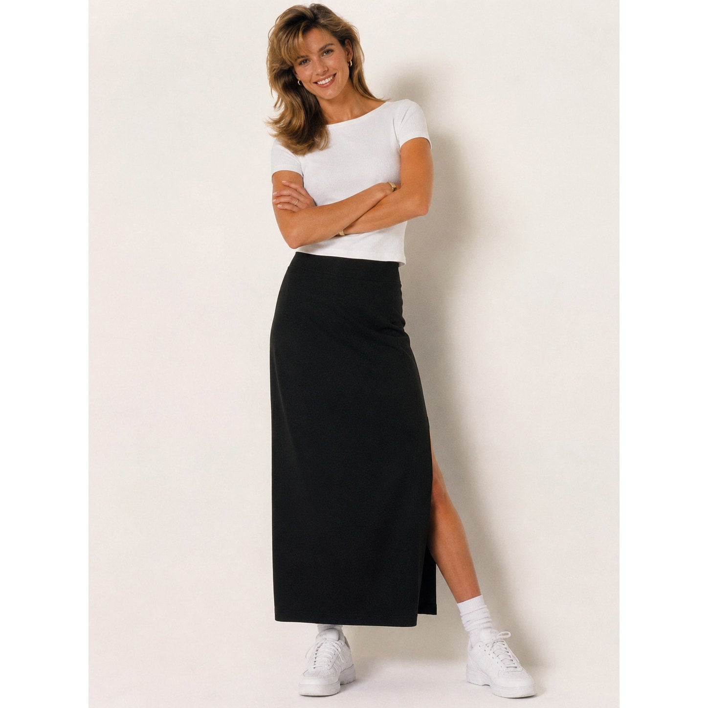 Vintage 90s Basics by Canvasbacks USA Black Skirt Women's 32 Waist Maxi Stretch