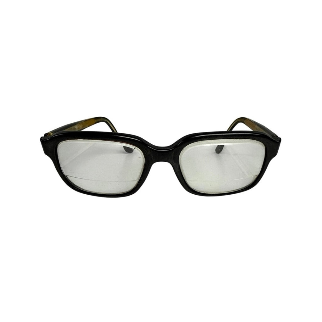 Vintage 50s American Optical Black Gold Browline Eyeglasses Size 6