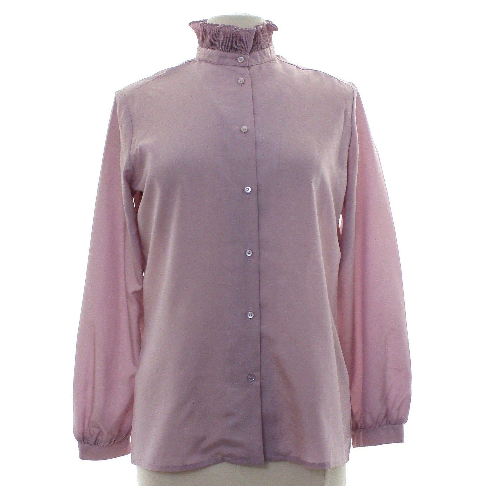 Vintage 70s Frank Lee Lavender Ruffle Neck Blouse Women's Medium