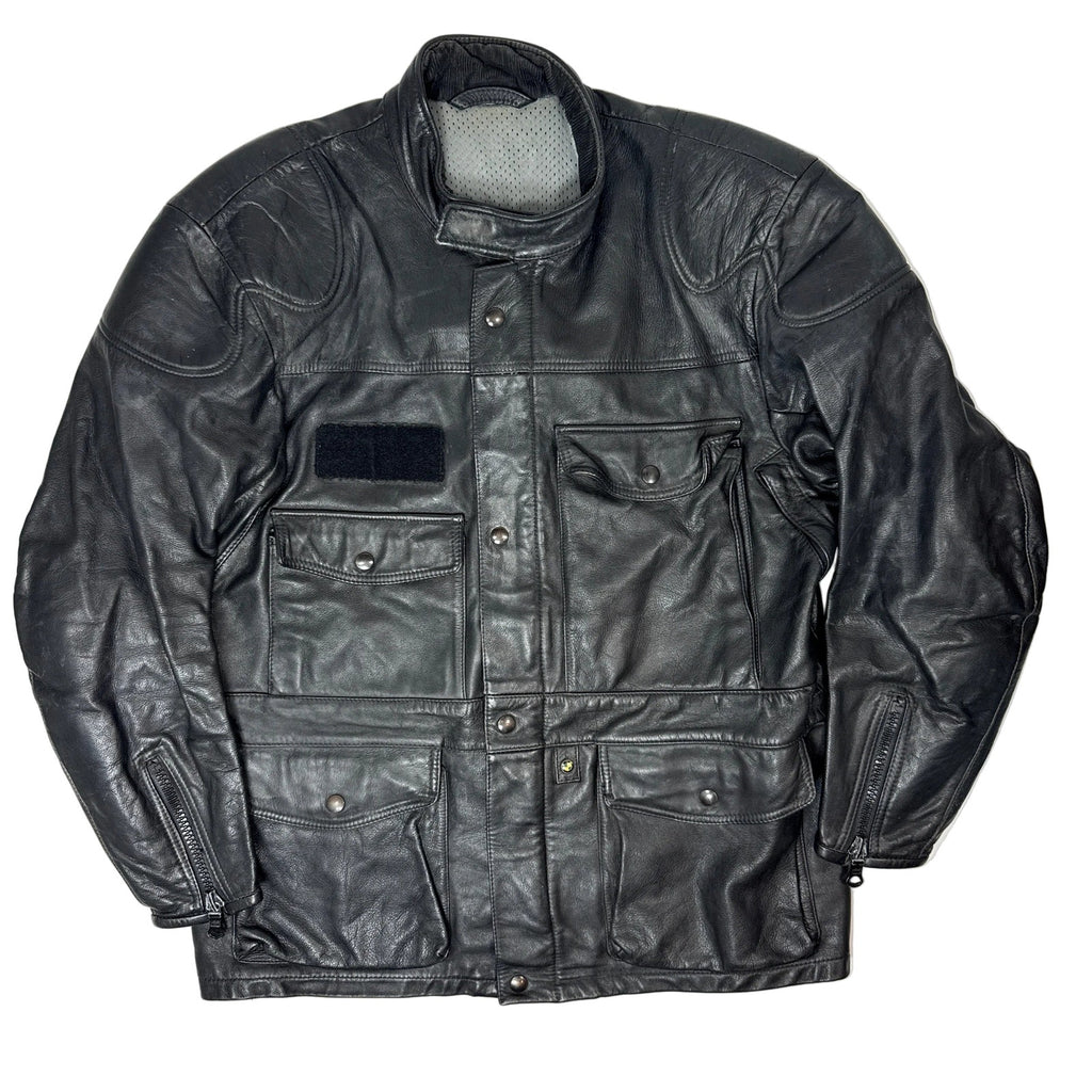 Vintage 80s Mens Large BMW Motorrad Dainese Black Leather Motorcycle Jacket
