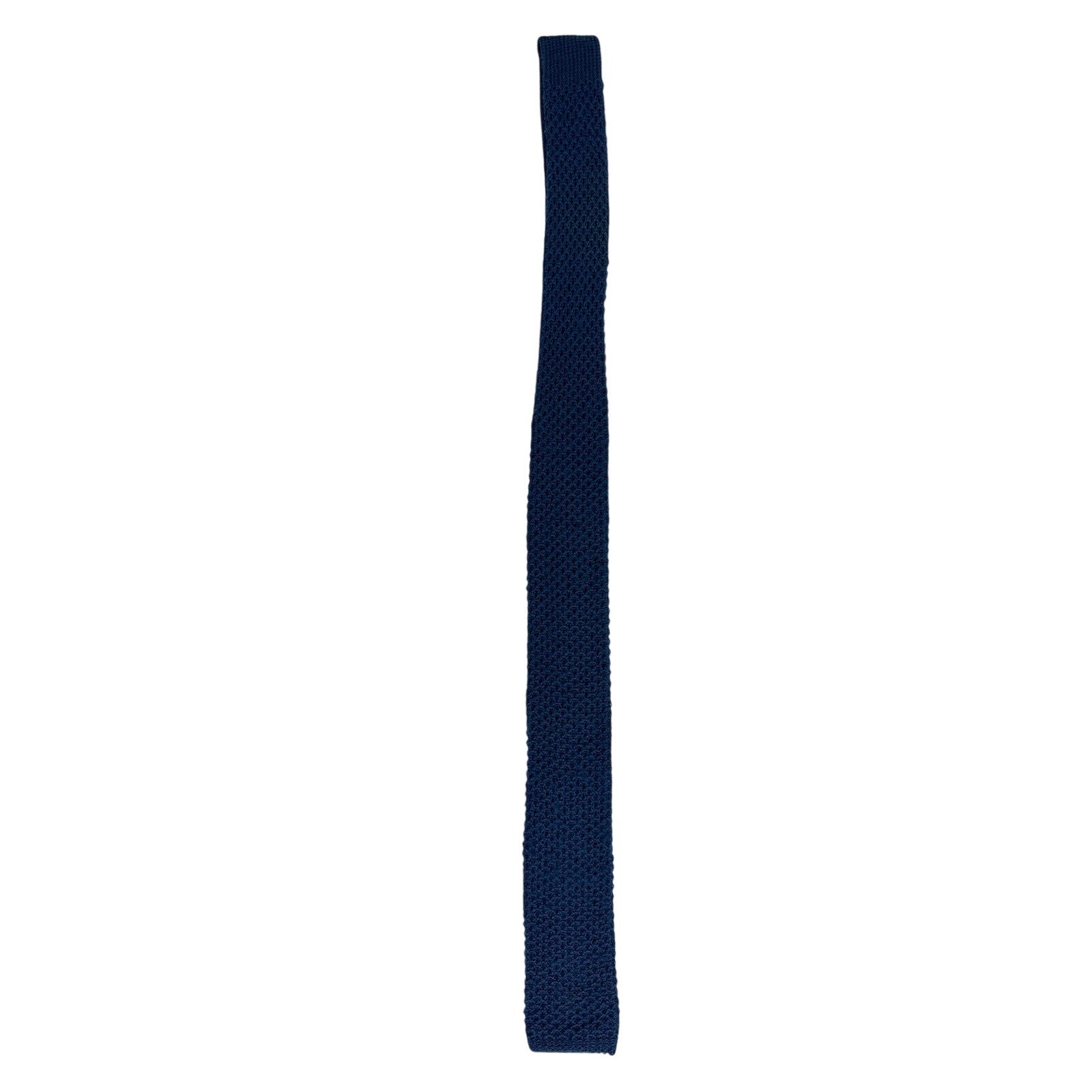 Vintage 1960s Robert Talbott Navy Cotton Blend Knit Skinny Square End Tie