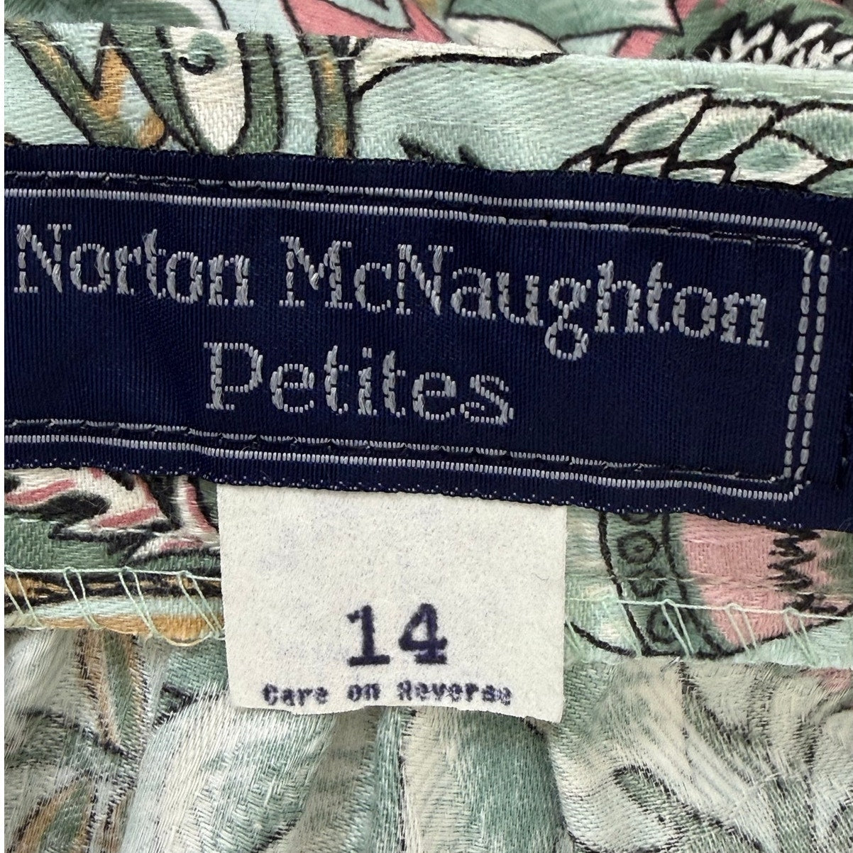 Vintage 90s Norton Women's 12 McNaughton Petites Floral Skirt Blouse Set USA