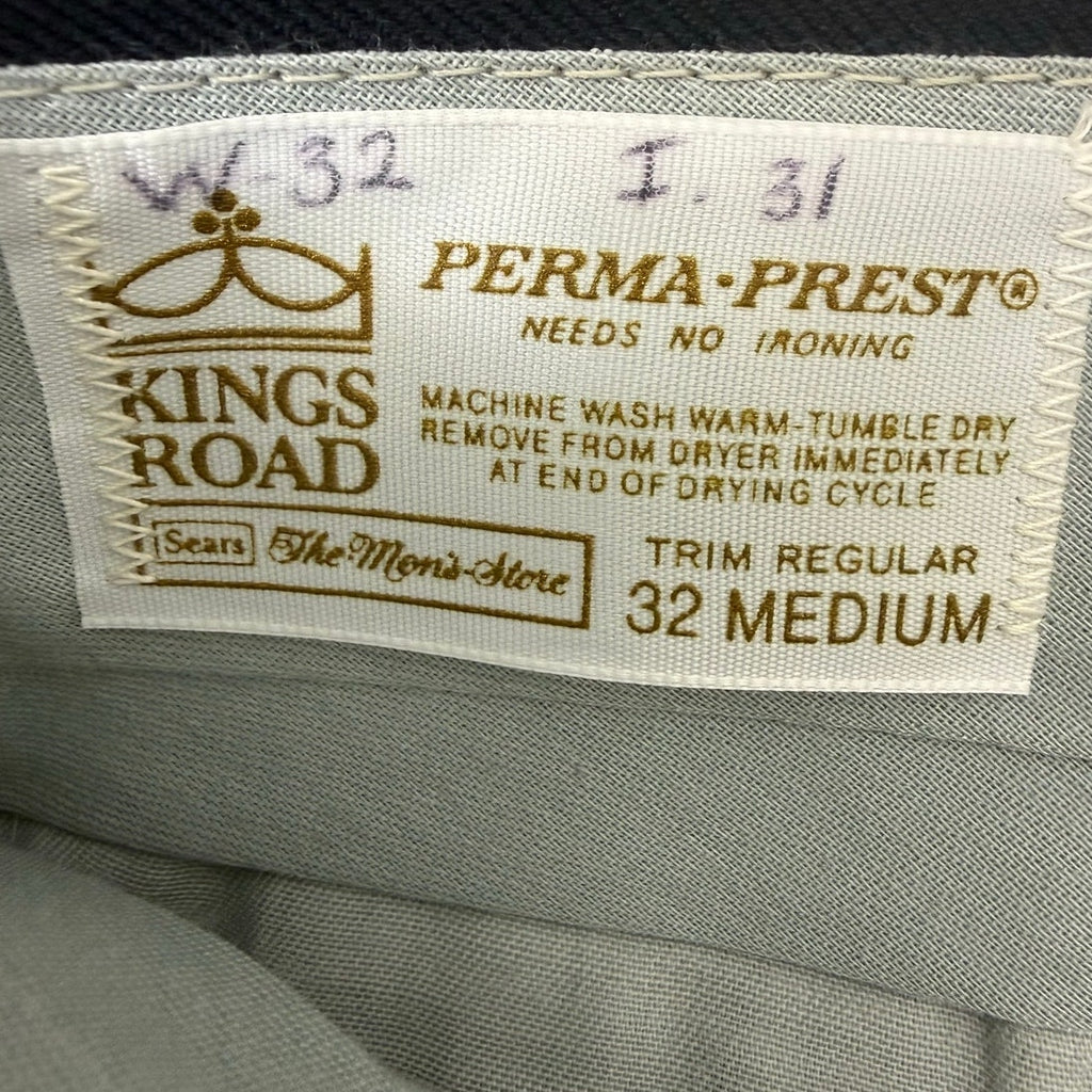 Vintage 80s Men's Medium Disco Slacks Navy Wide Leg Sears Kings Road 30" Inseam