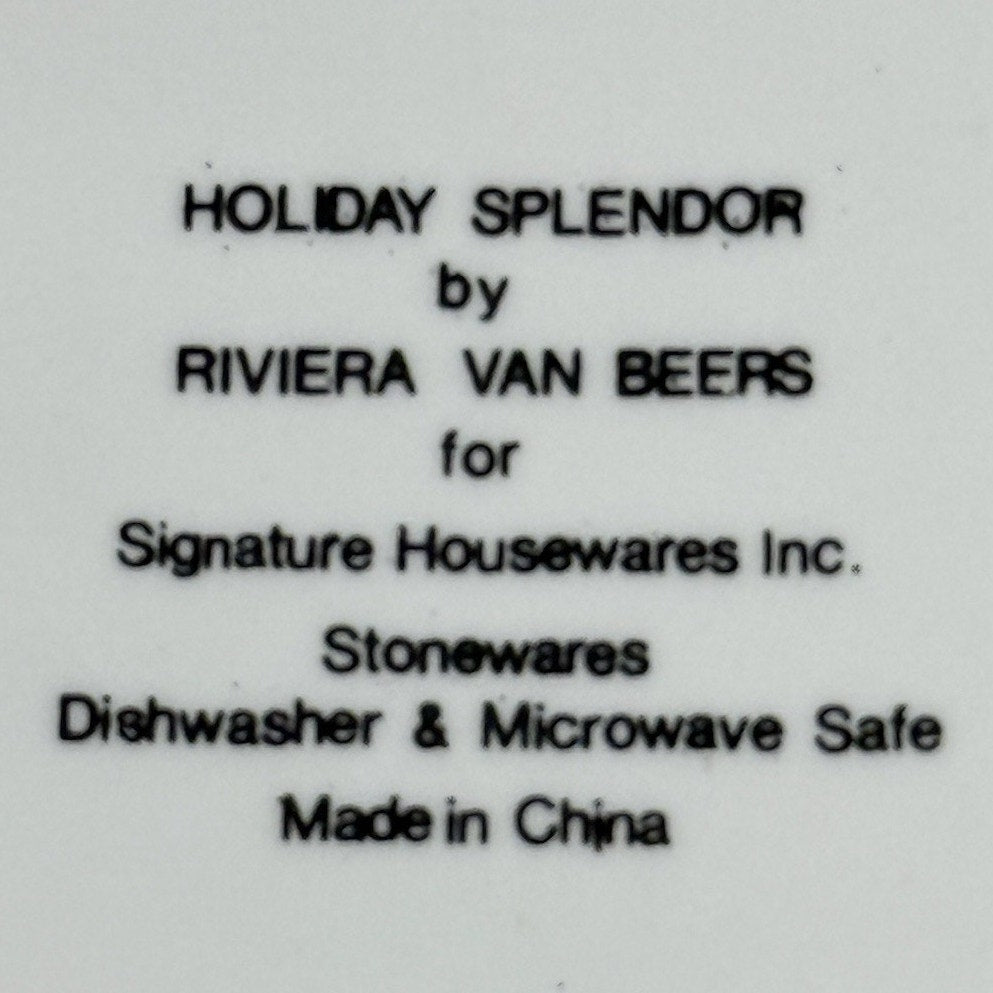 Vintage 90s Christmas Mugs Holiday Splendor Riviera Van Beers Mugs Set of 4