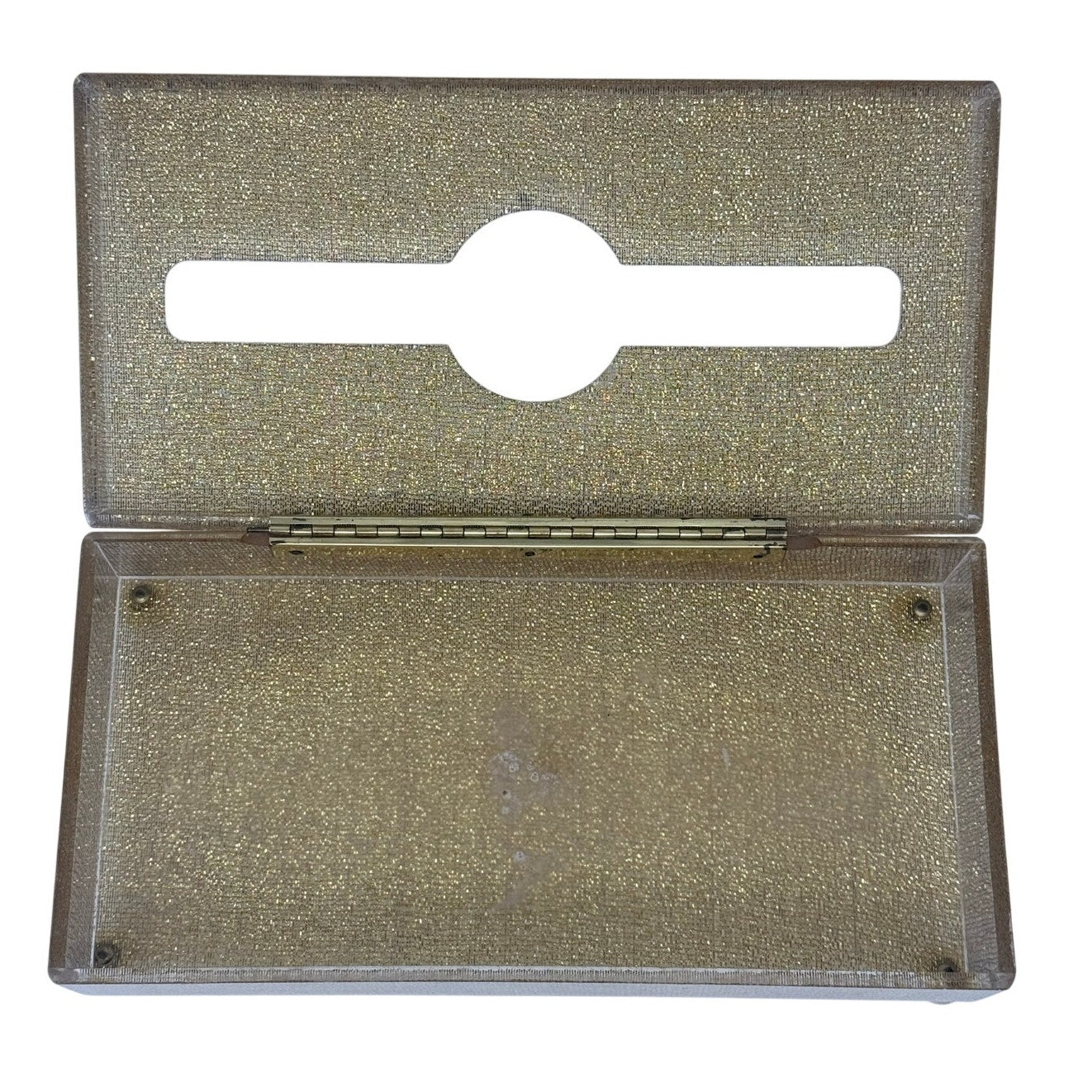 Vintage 70s Crossman Los Angeles Gold Sparkle Tissue Box Cover