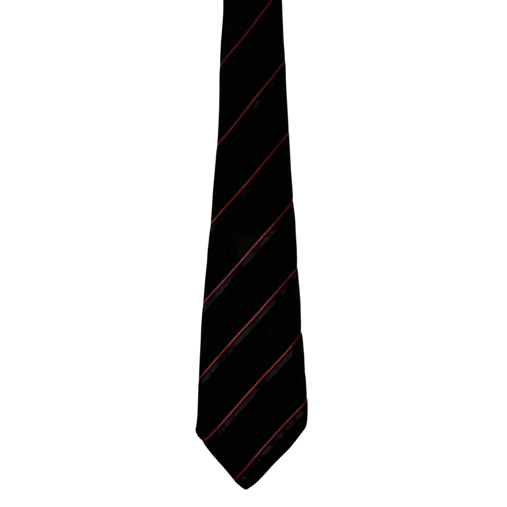 Vintage Handmade Black Red Striped Necktie 48"