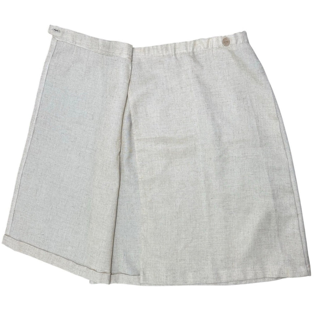 Vintage 70s Women's Small Linen Blend Vest & Wrap Skirt Set Oatmeal