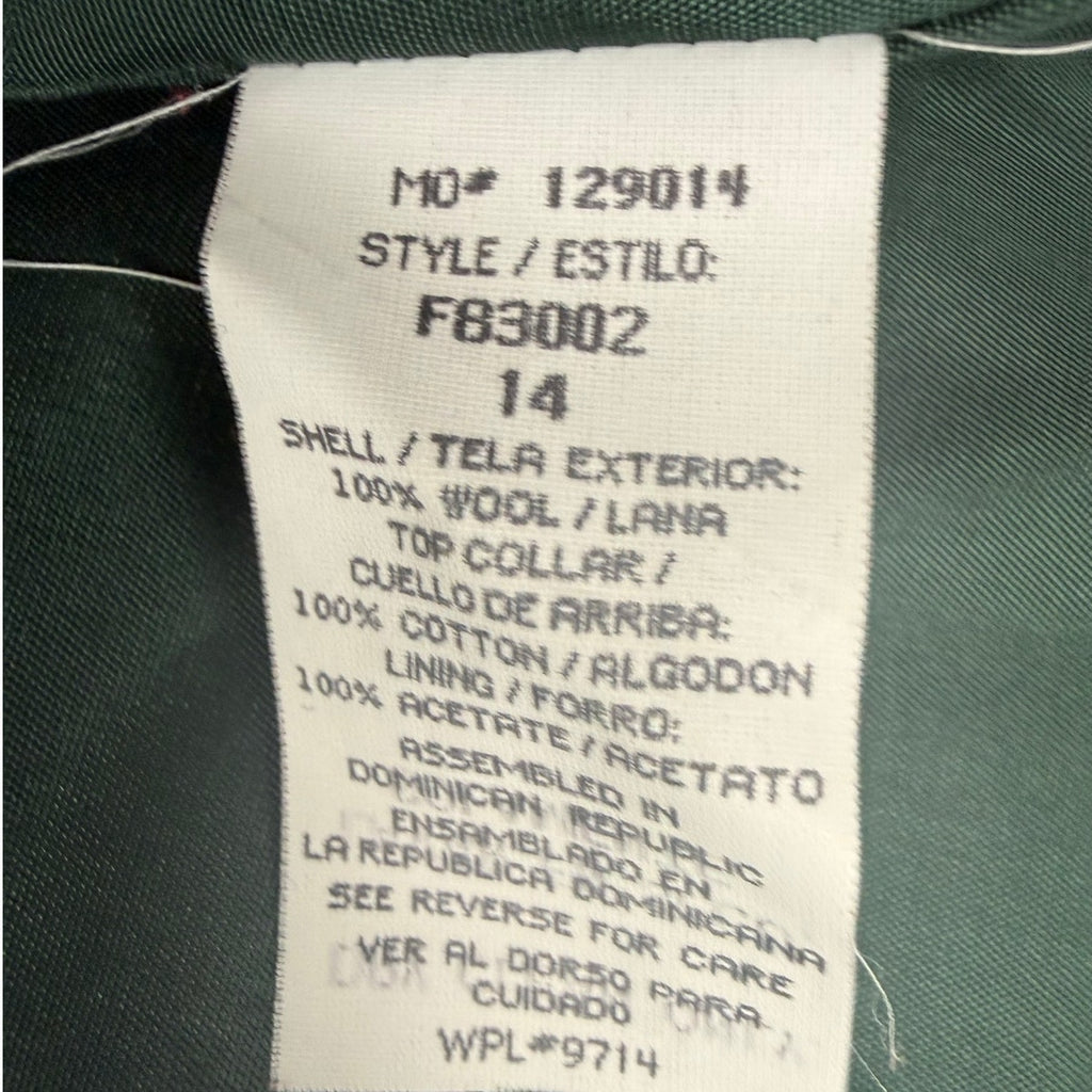 Vintage 80s Sag Harbor Wool Suit Green Skirt Set Velvet Collar Jacket 14