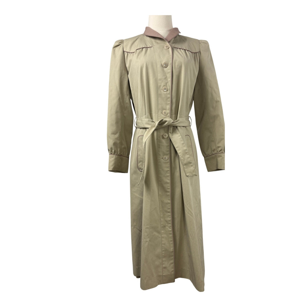 Vintage 80s J. Gallery Khaki Belted Trench Coat Women’s 10/11