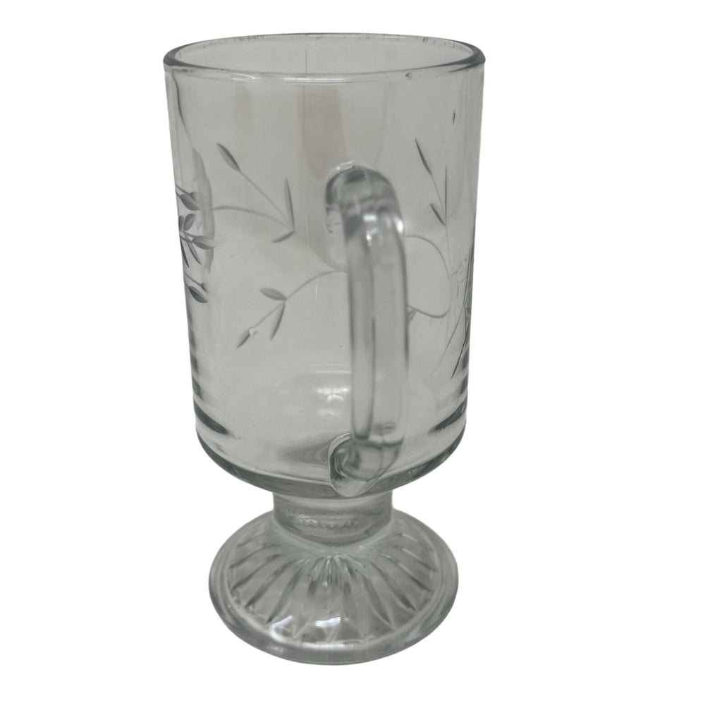 Vintage 90s Princess House Heritage Irish Etched Crystal Glass Coffee Mugs Set 2