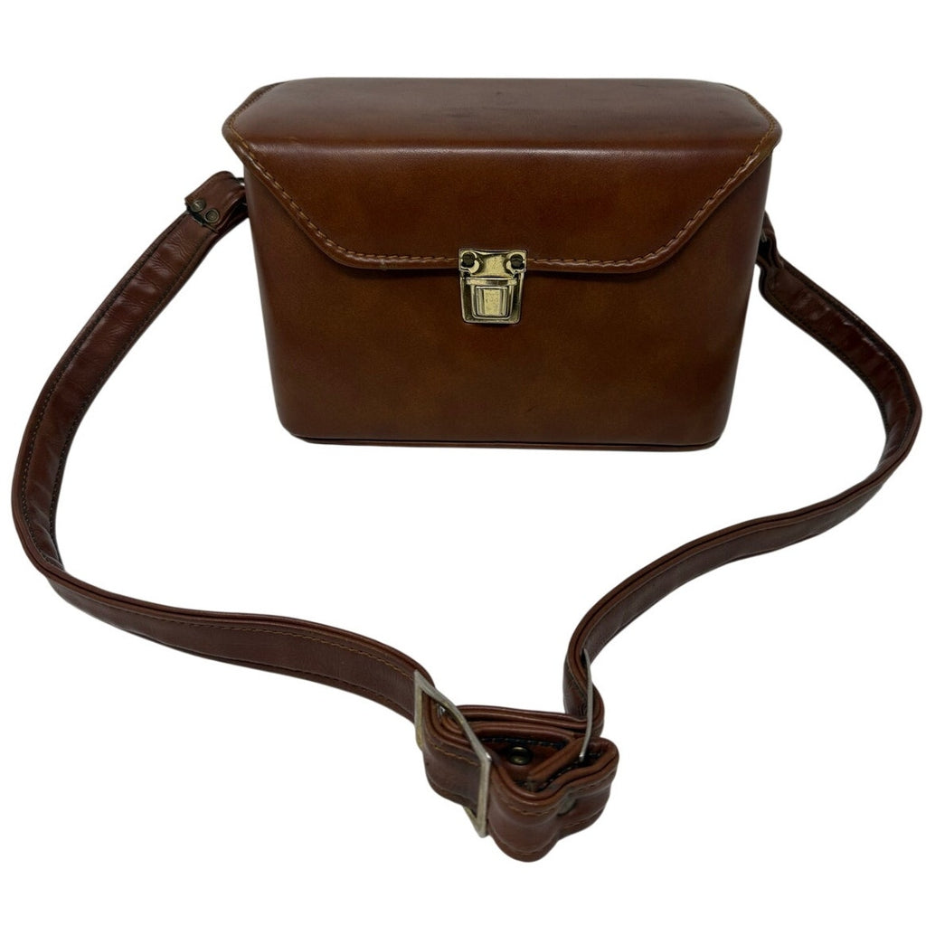 Vintage Brown Leather Camera Bag Adjustable Crossbody Shoulder Case