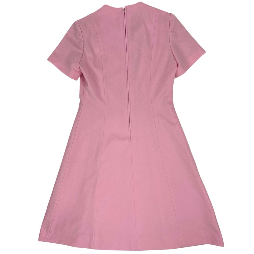 Vintage 70s Henry-Lee Pink Floral Appliqué A-Line Midi Dress Women's Small