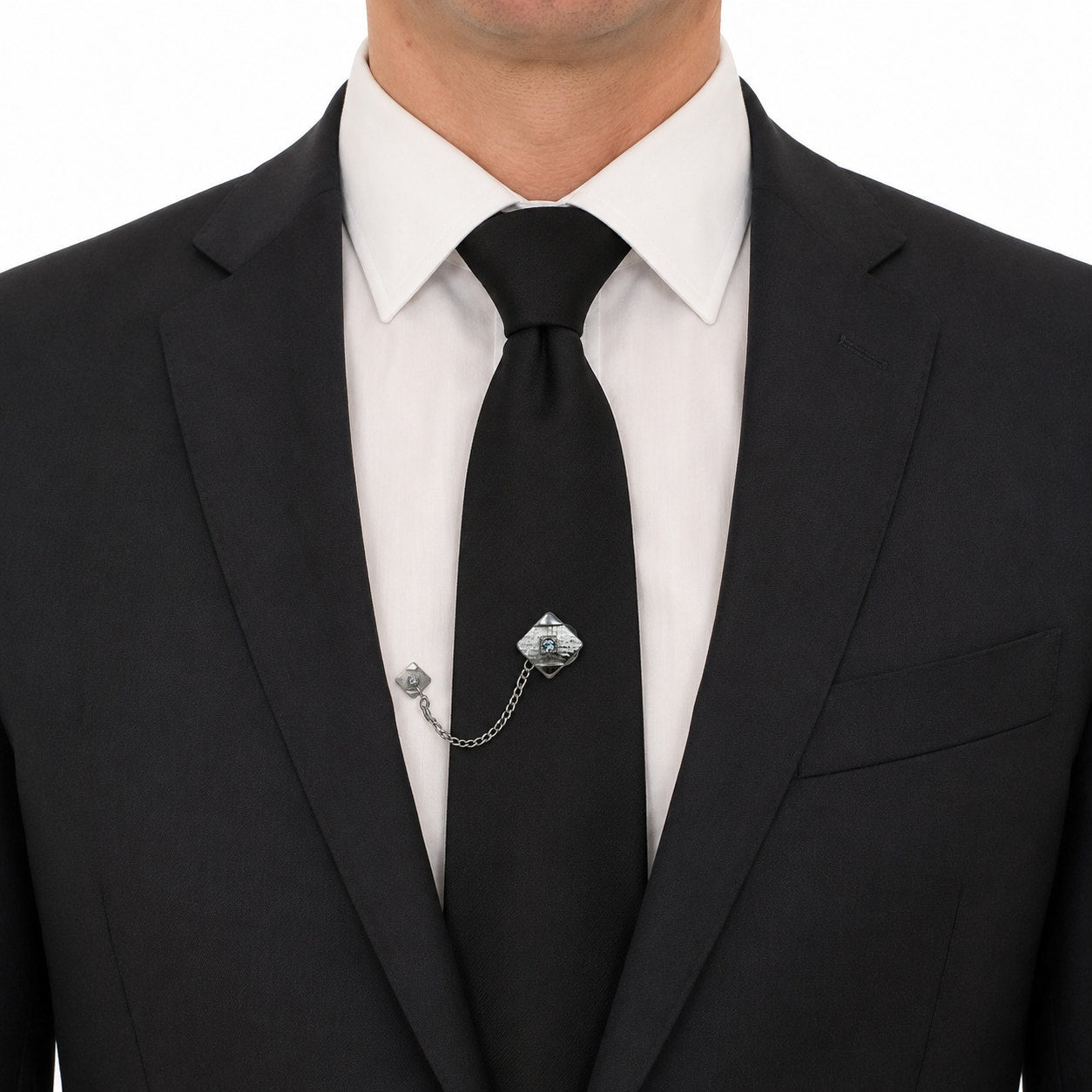 Vintage 70s Sarah Coventry Silver Tone Aqua Tie Tack Men's Jewelry