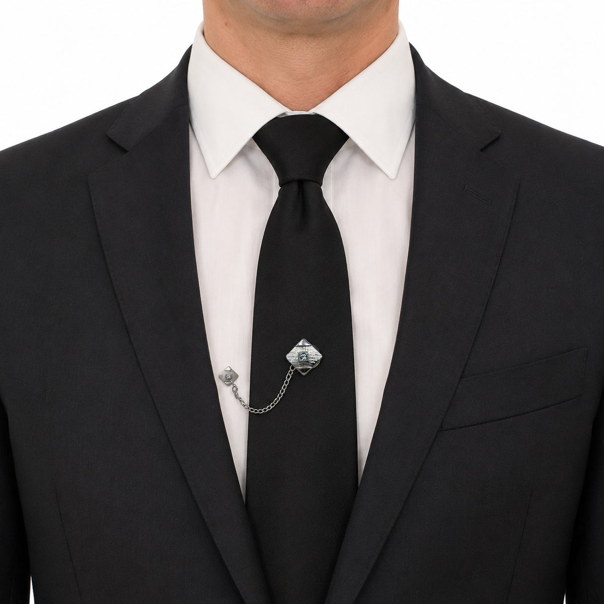 Vintage 70s Sarah Coventry Silver Tone Aqua Tie Tack Men's Jewelry