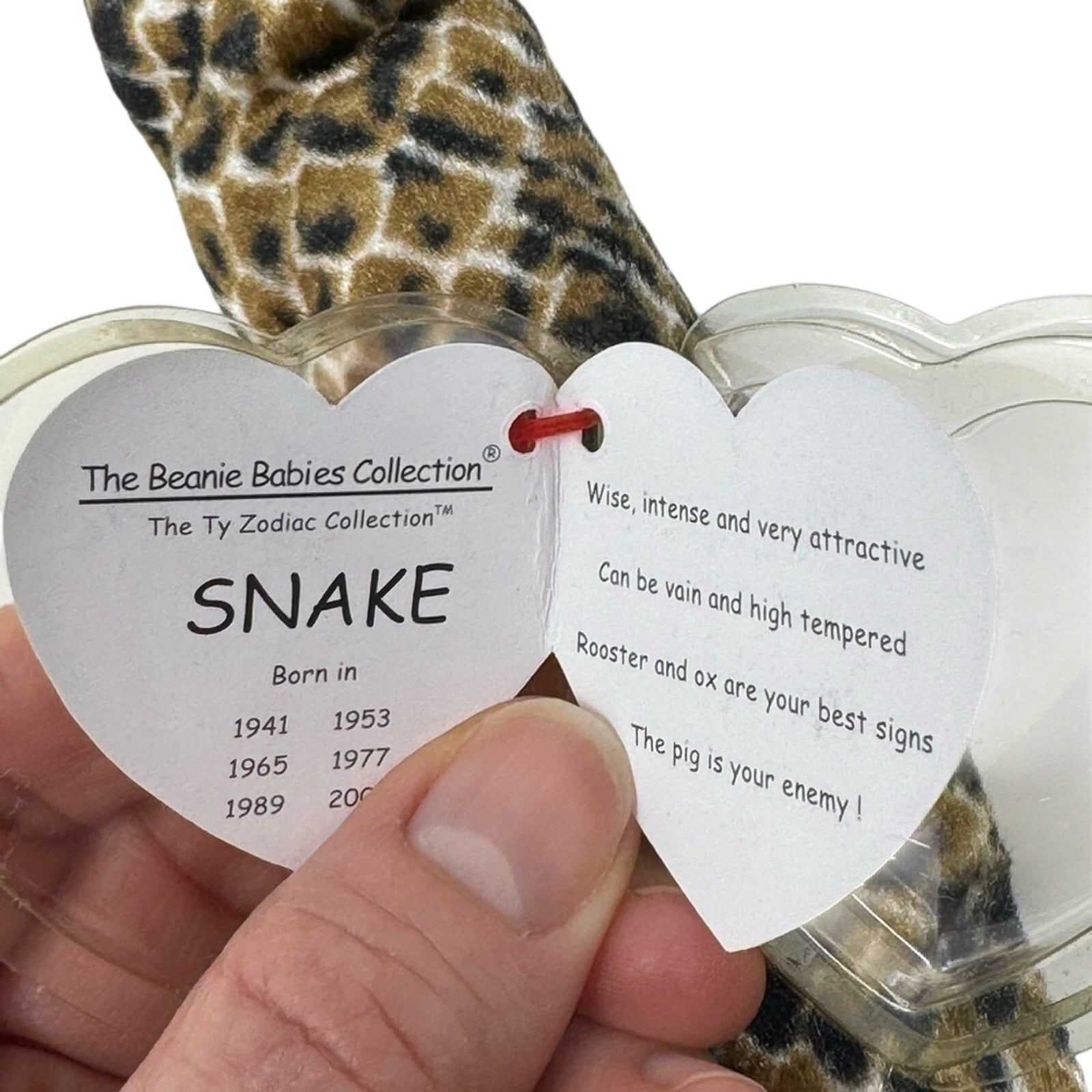 TY Beanie Baby The Snake Chinese Zodiac Plush 1990s Stuffed Animal