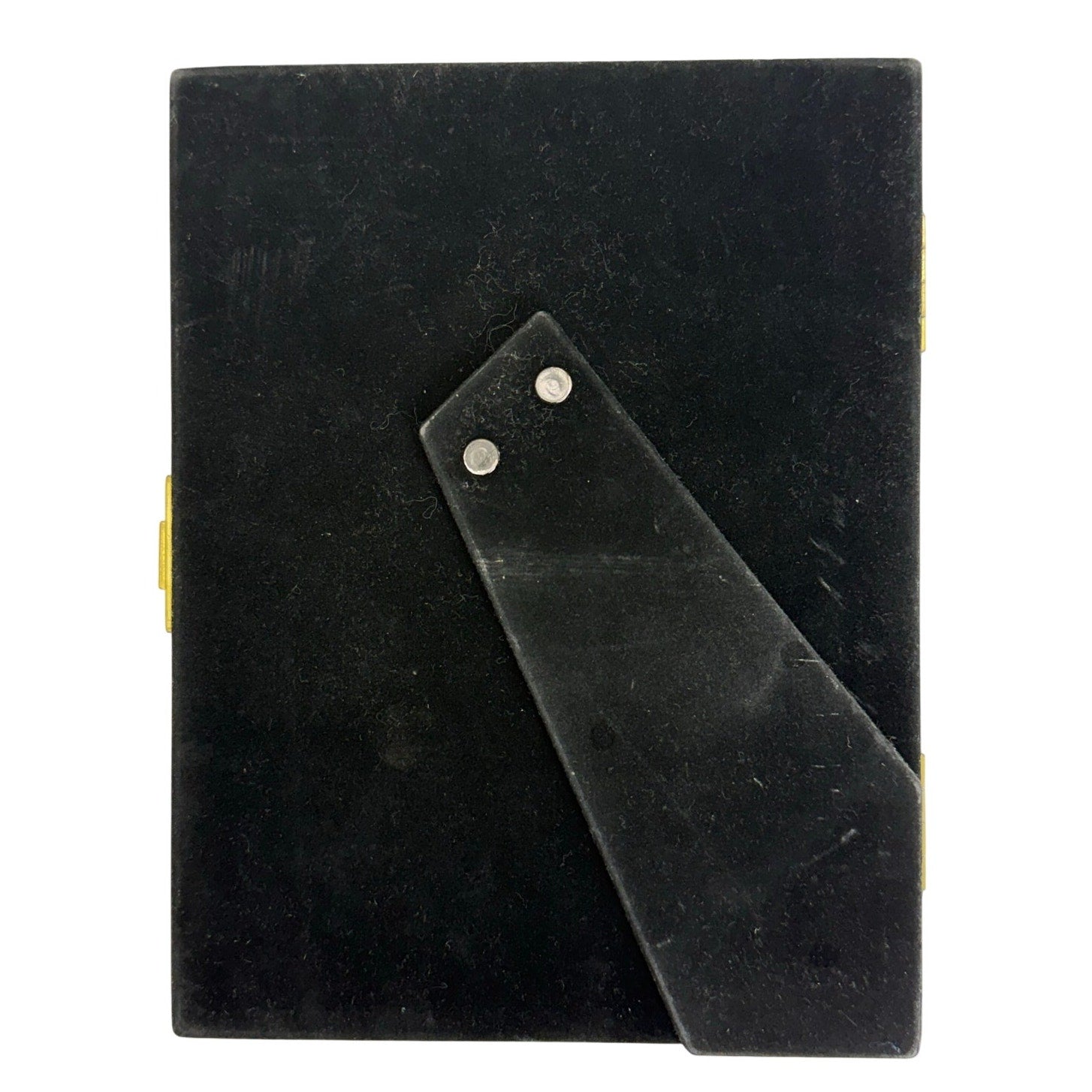Vintage 80s Black Velvet Photo Frame Book Gold Corner Accents 5x7
