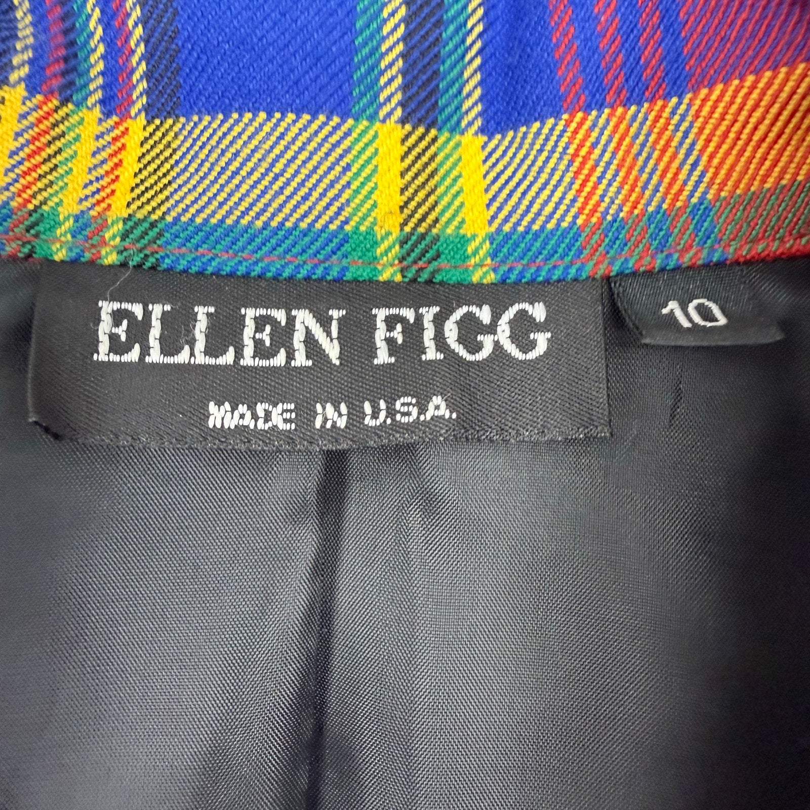 Vintage 90s Women's 10 Ellen Figg Plaid Tartan Blazer Jacket USA Made 40" Chest