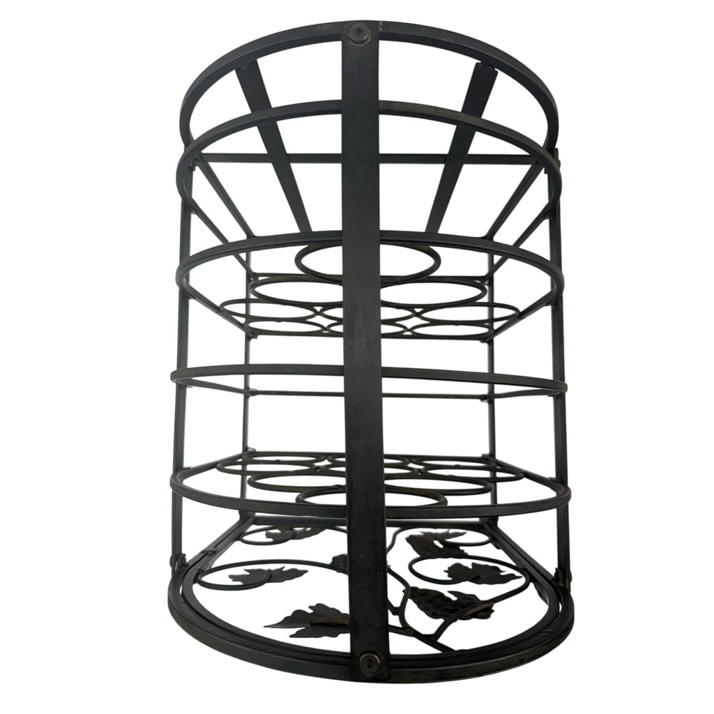 Vintage 90s Black Metal Ivy Wine Rack 9 Bottle Tabletop Display
